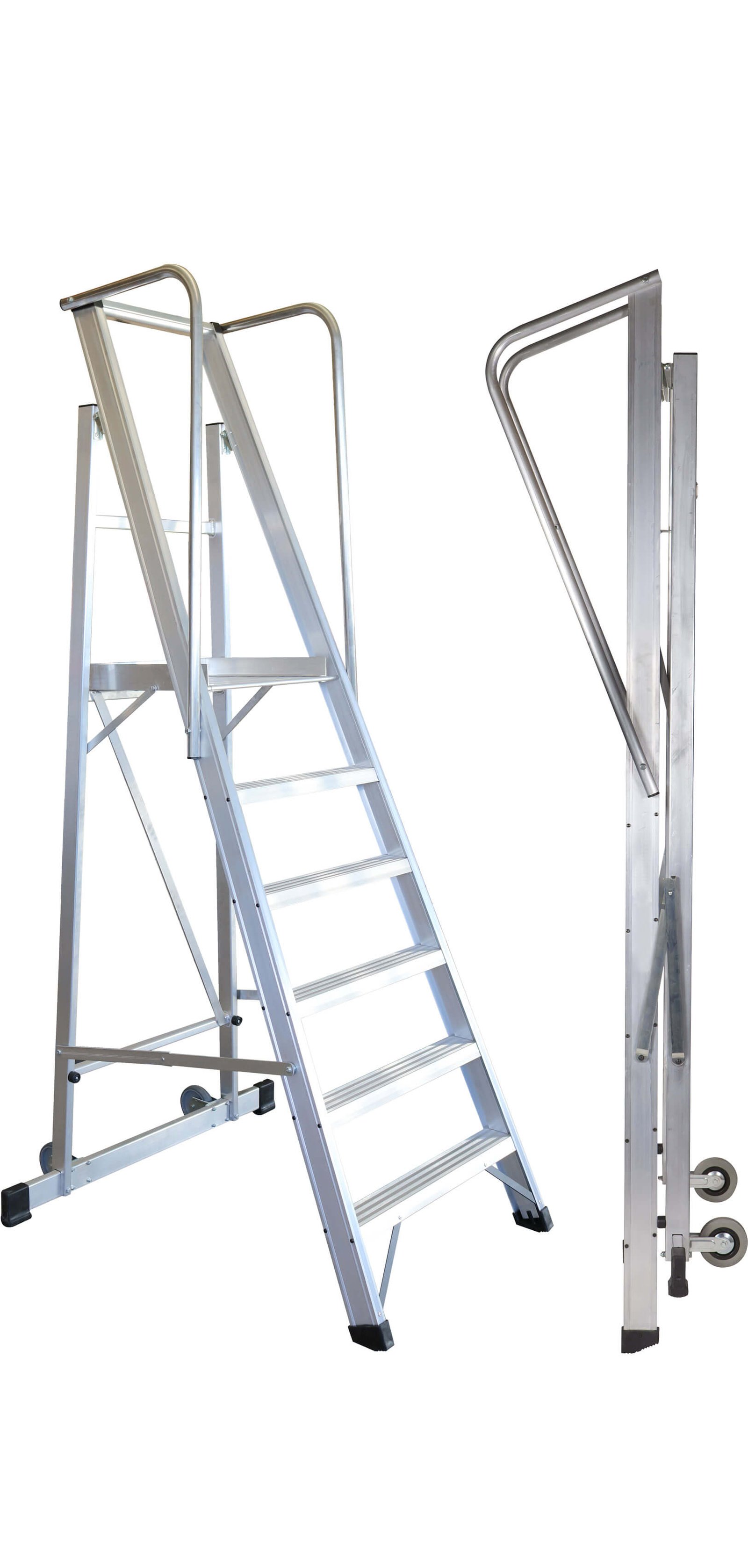 Escalera de almacén de aluminio plegable