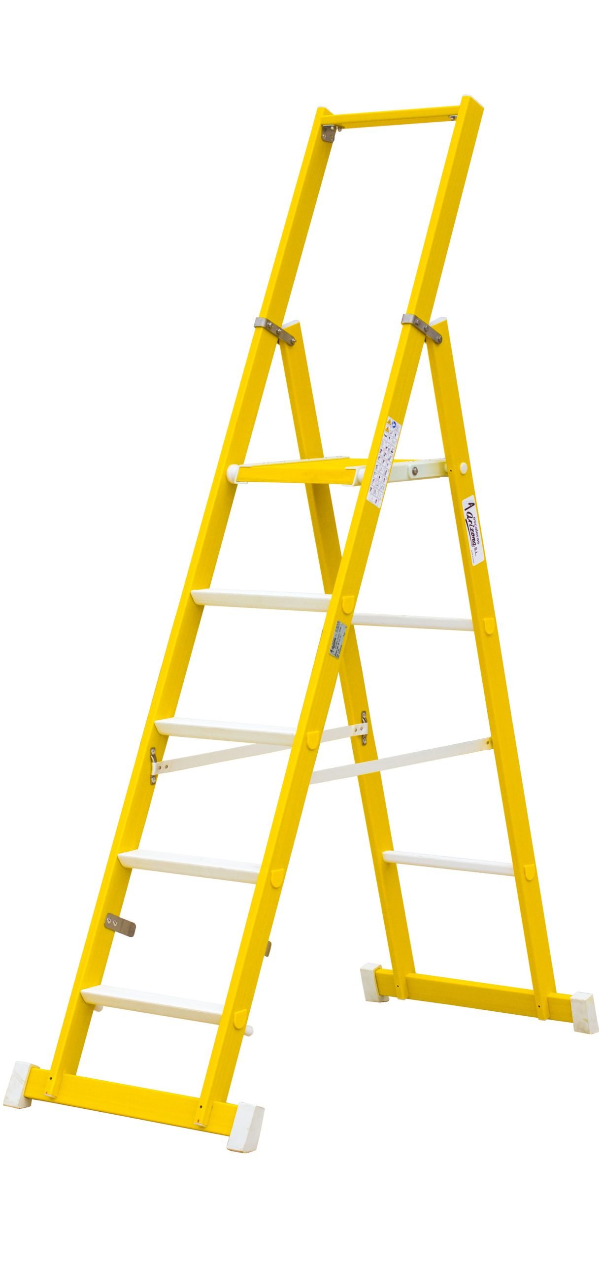 Escalera de tijera plegable con plataforma
