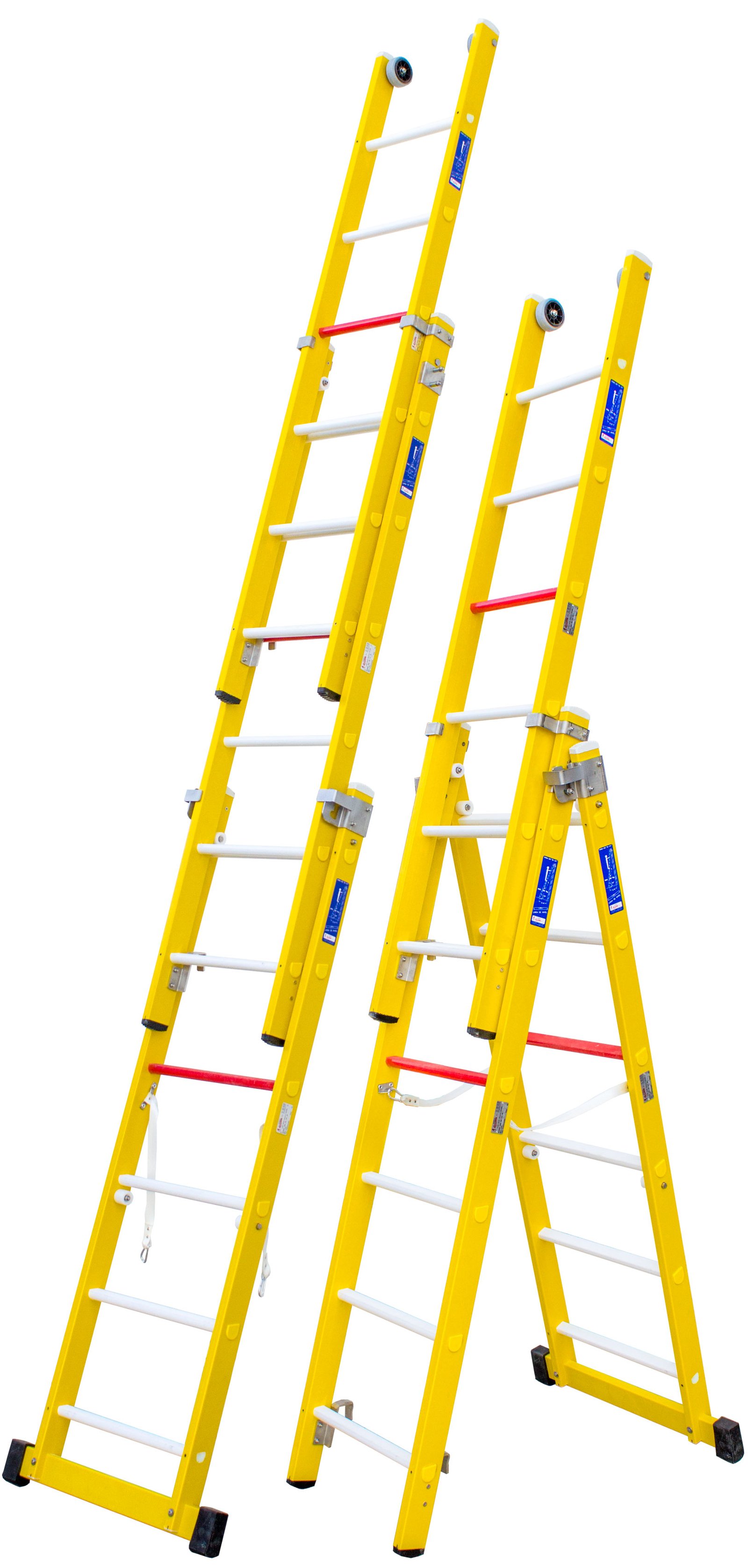 Escalera de Fibra Combinada de 3 Tramos
