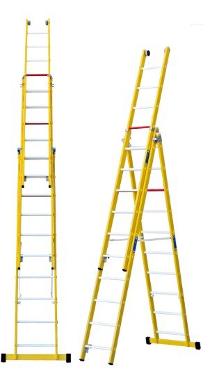Escalera combinada de tres tramos