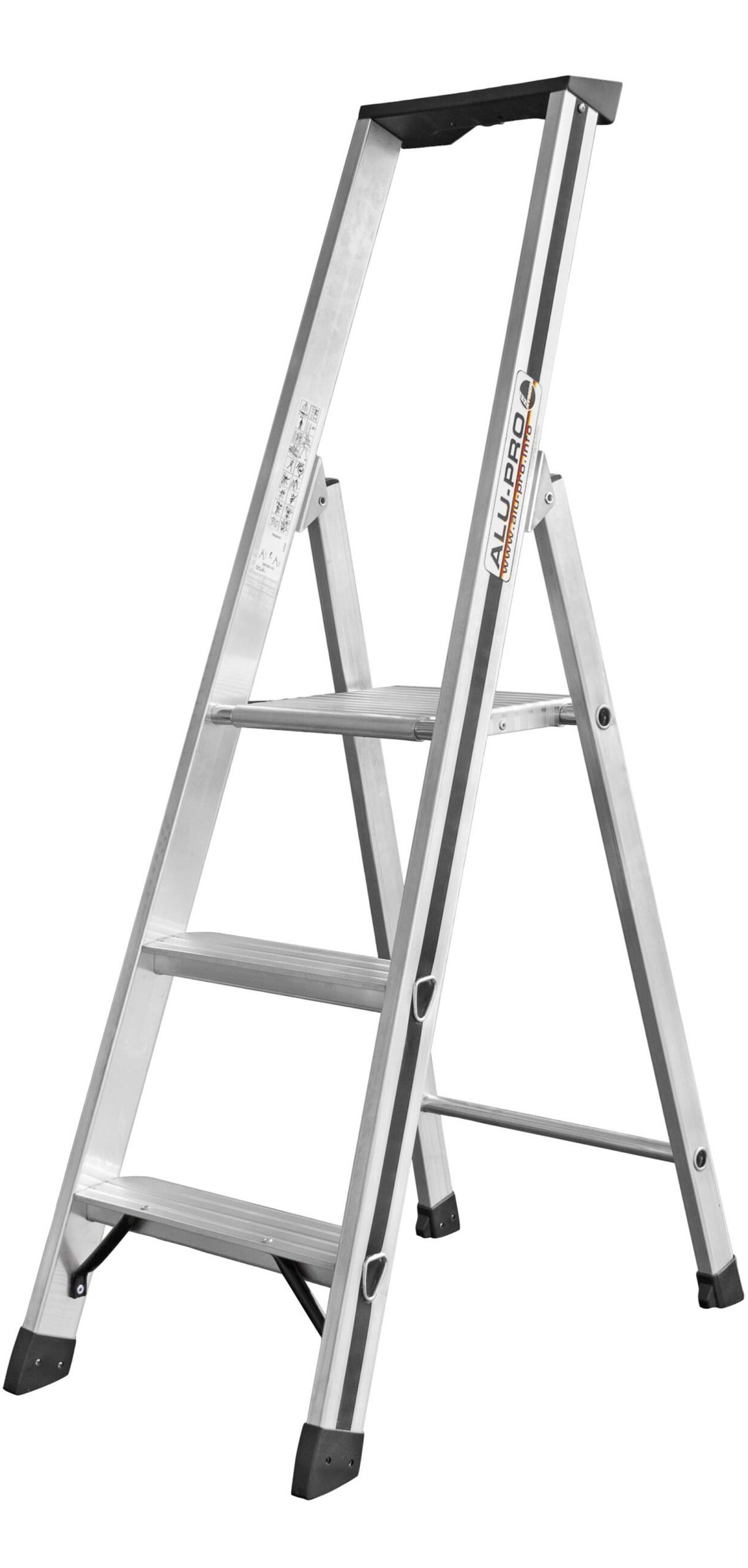 Escalera de tijera de aluminio con plataforma