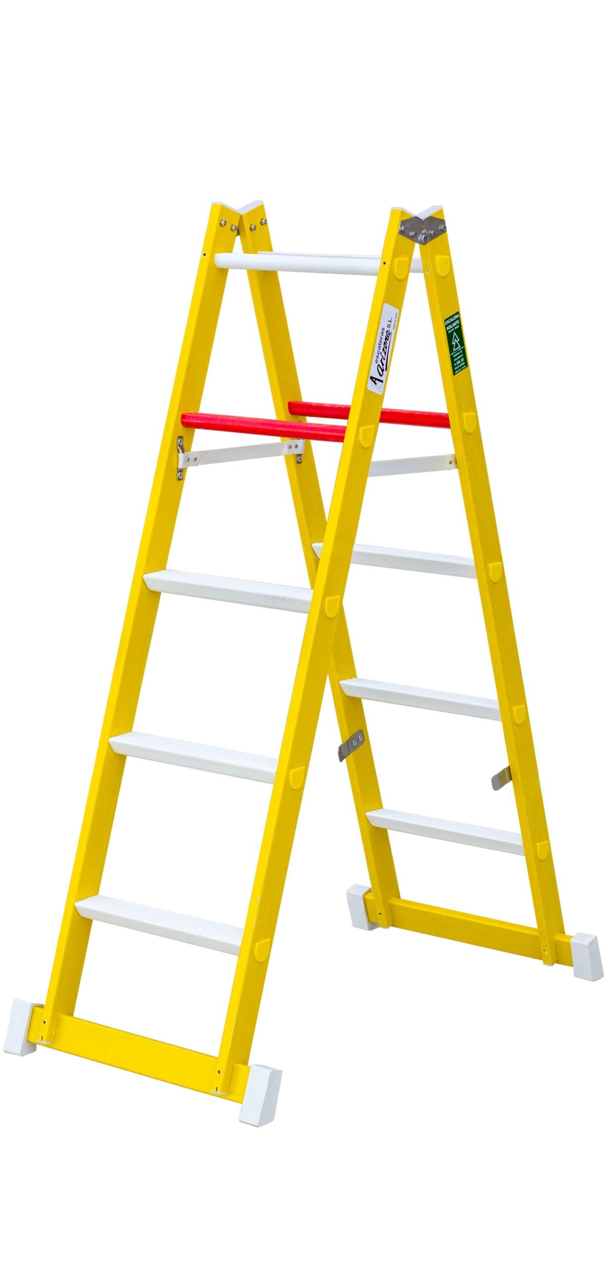 Escalera de fibra de tijera con peldaño ancho