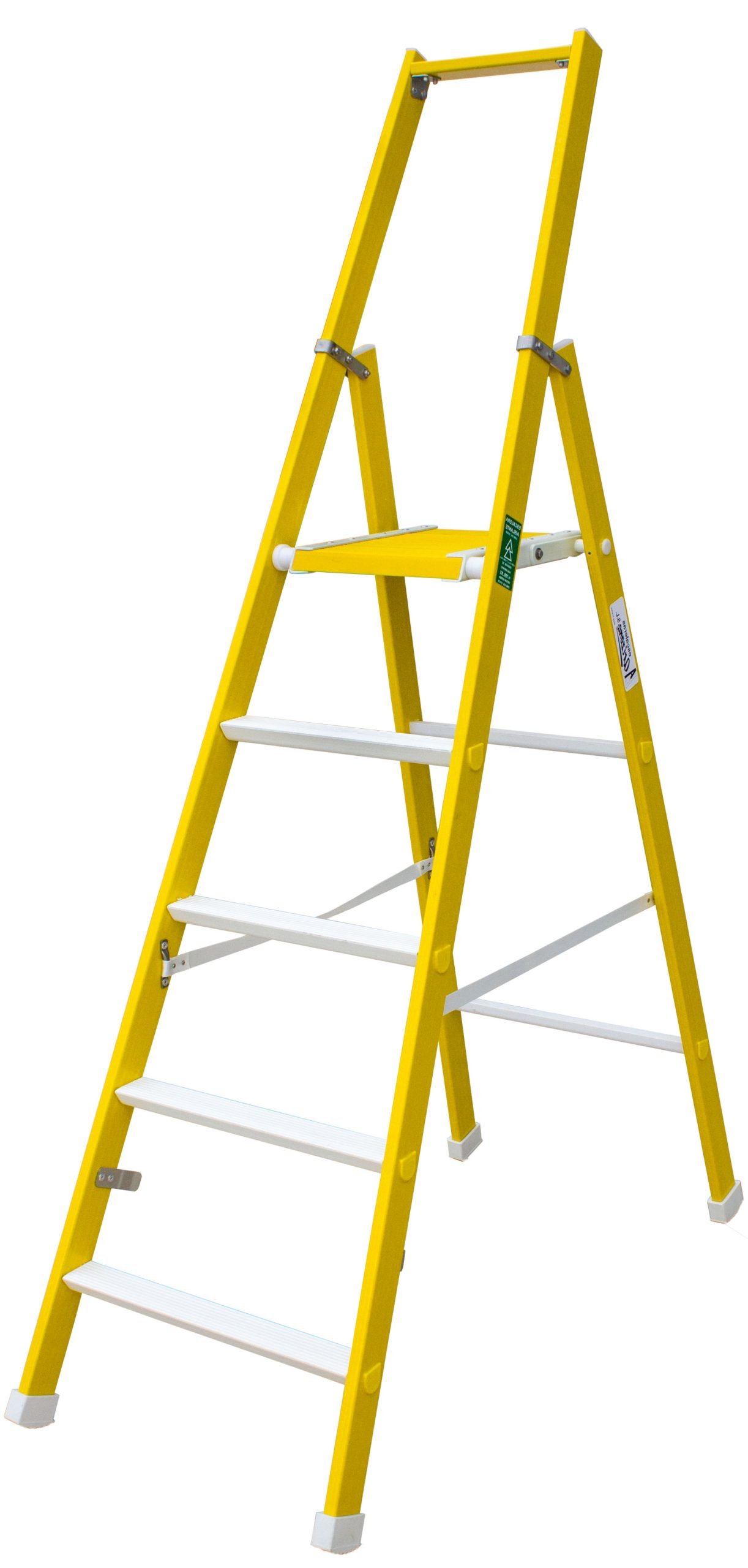 Escalera de tijera cónica con plataforma