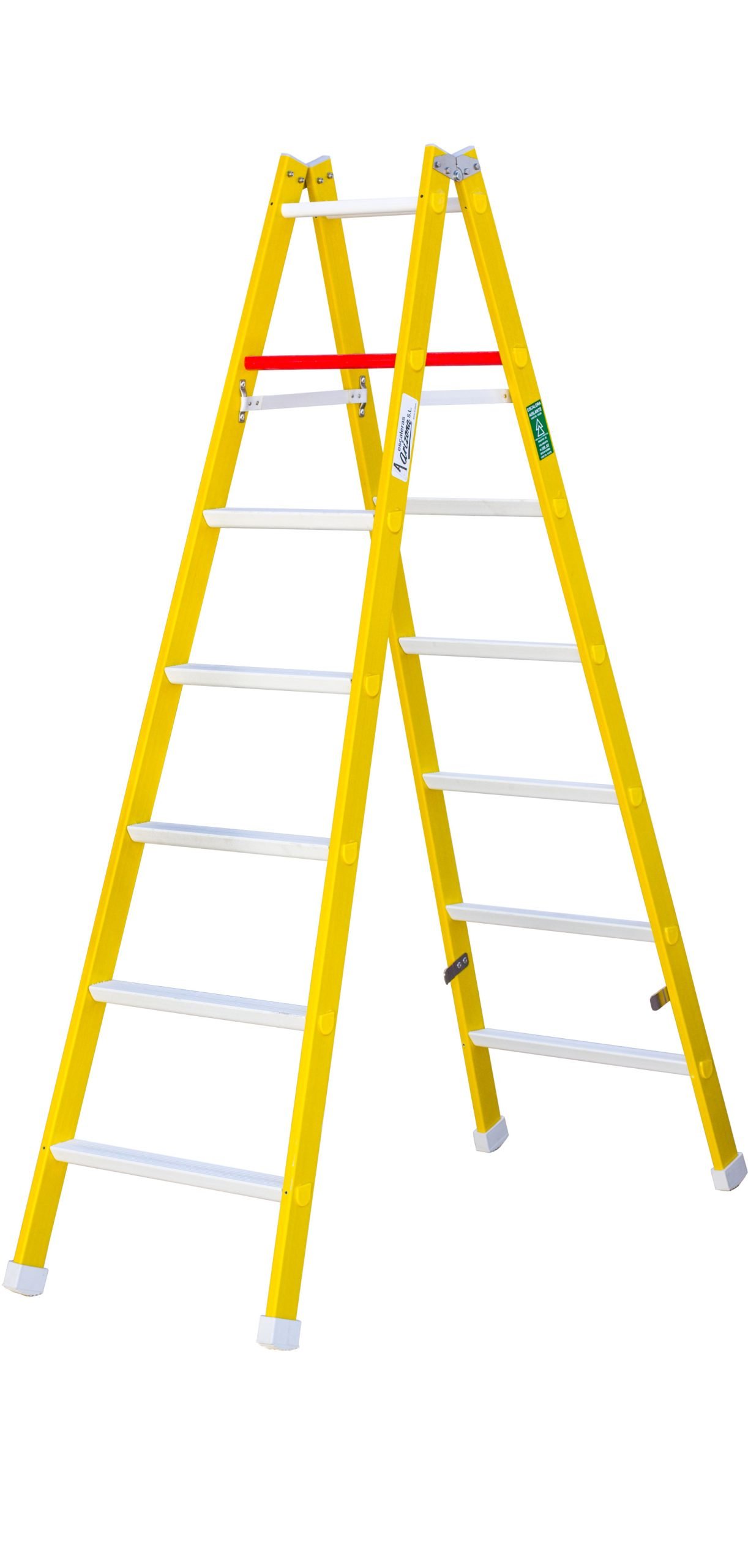 Escalera de tijera cónica con peldaño ancho